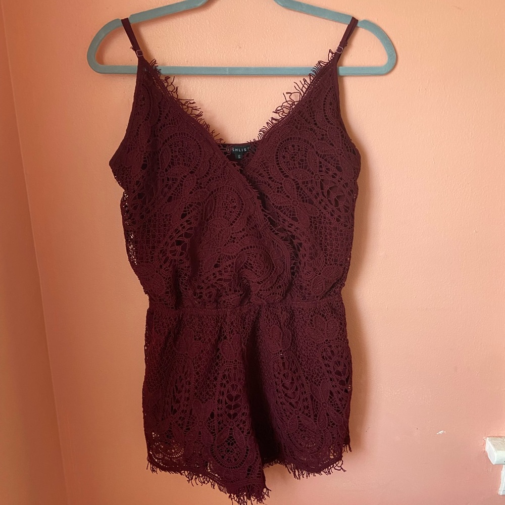 Wishlist Lacy Spaghetti-Strap Romper